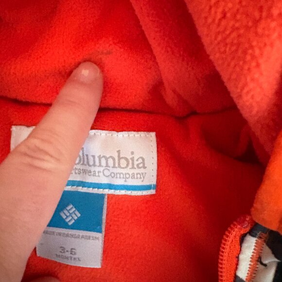 Columbia Baby Black and Orange Puffer Bunting Suit Down Filled 3-6 months winter - Picture 8 of 10
